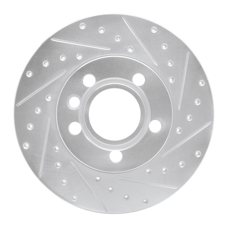 Volkswagen EuroVan Brake Rotor (1) - Front Right - R1 Concepts - Drilled & Slotted - Silver - `96-`00